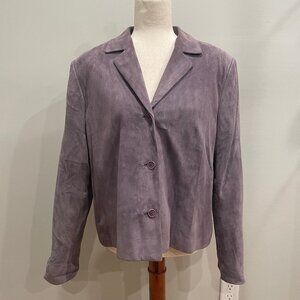 Vintage Jones New York Lilac Purple Suede Leather Jacket c1990s